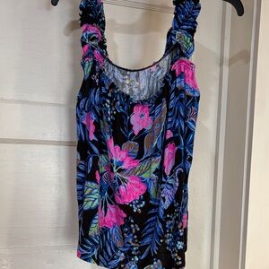Lilly Pulitzer Black and Pink Floral Camisole
